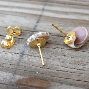 Seashell Stud Earrings - Tiny Grey Seashells -..