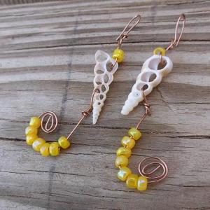 Handmade Seashell Earrings - Sliced White Shell..