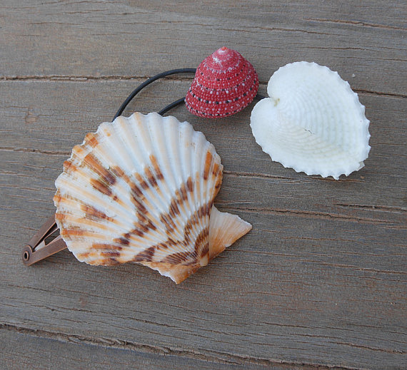 Scallop Hair Clip With Heart Cockle And Strawberry Top