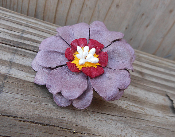 Accessory Flower Brooch - Paper Flower Brooch - Handmade Flower Pin Brooch - Purple Paper Flower